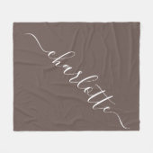 Elegant Coffee Brown Script Name Persoonlijk Fleece Deken (Voorkant (Horizontaal))