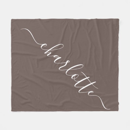 Elegant Coffee Brown Script Name Persoonlijk Fleece Deken (Voorkant (Horizontaal))