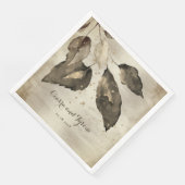 Elegant Coffee & Champagne Gold Splash Five Leaf Servet (Hoek)