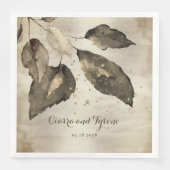 Elegant Coffee & Champagne Gold Splash Five Leaf Servet (Voorkant)