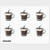Elegant Coffee Cup Illustration Vierkante Sticker (Vel)