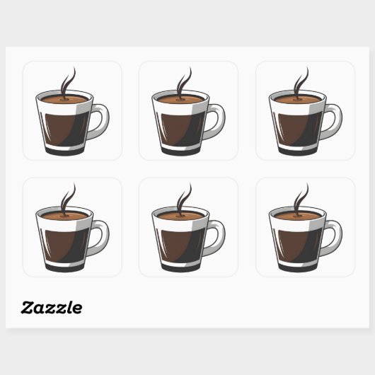 Elegant Coffee Cup Illustration Vierkante Sticker (Vel)