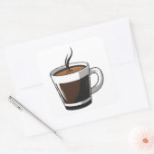 Elegant Coffee Cup Illustration Vierkante Sticker (Envelop)