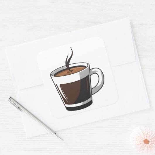Elegant Coffee Cup Illustration Vierkante Sticker (Envelop)