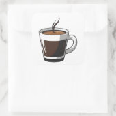 Elegant Coffee Cup Illustration Vierkante Sticker (Tas)