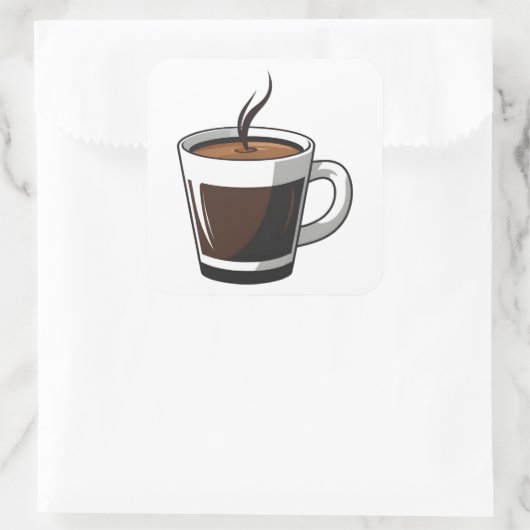 Elegant Coffee Cup Illustration Vierkante Sticker (Tas)