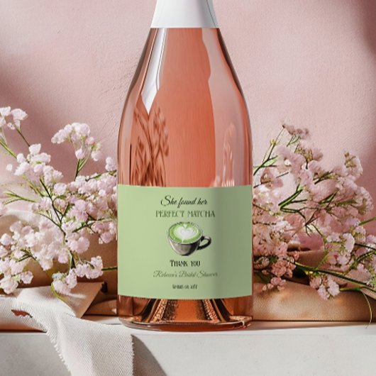 Elegant Coffee Thema Perfect Matcha Bruidsfeestje Sparkling Wijnetiket