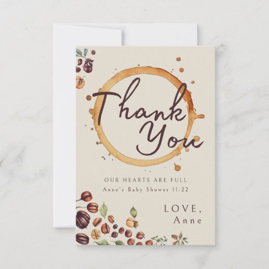 Elegant Coffee Theme Baby shower Bedankkaart (Voorkant)