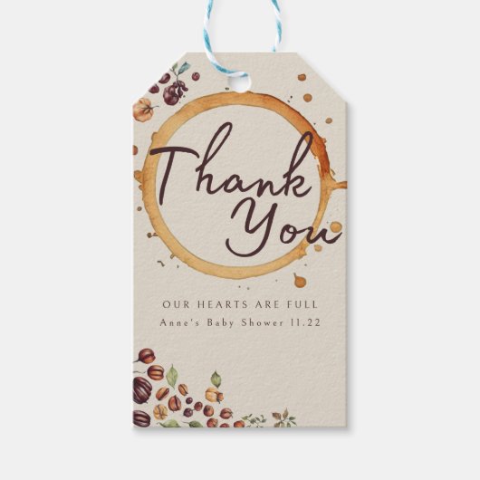 Elegant Coffee Theme Baby shower Cadeaulabel (Voorkant)