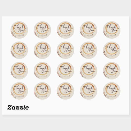 Elegant Coffee Theme Baby shower Ronde Sticker (Vel)
