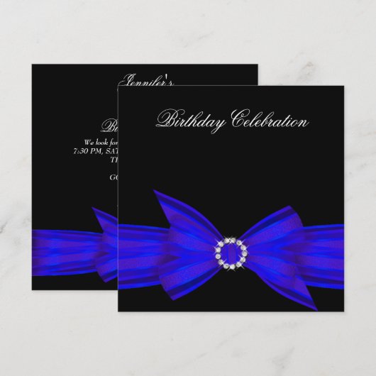 Elegant colbolt royal Blue Birthday Party Kaart (Voorkant / Achterkant)