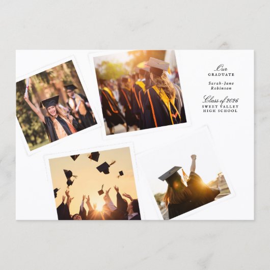 elegant collage 4 photo black white class of 2026 aankondiging (Voorkant)
