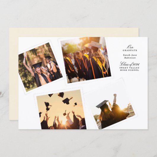elegant collage 4 photo black white class of 2026 aankondiging (Voorkant / Achterkant)
