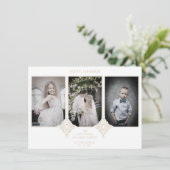 Elegant Collage Lace Romantic 3 Photos Couple Bedankkaart (Staand voorkant)