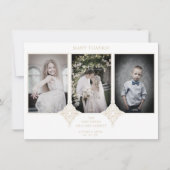 Elegant Collage Lace Romantic 3 Photos Couple Bedankkaart (Voorkant)