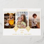 Elegant Collage Lace Romantic 3 Photos Couple Folie Uitnodiging (Voorkant)