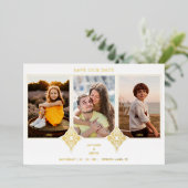 Elegant Collage Lace Romantic 3 Photos Couple Folie Uitnodiging (Staand Voorkant)