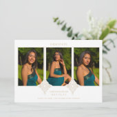 Elegant Collage Lace Romantic 3 Photos Graduation Kaart (Staand voorkant)