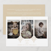 Elegant Collage Lace Then & Now 3 Photos Wedding Save The Date (Voorkant / Achterkant)