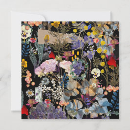Elegant collage van wildbloem met meerdere kleuren bedankkaart