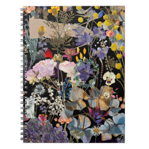 Elegant collage van wildbloem met meerdere kleuren notitieboek