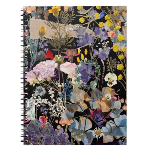 Elegant collage van wildbloem met meerdere kleuren notitieboek (Voorkant)