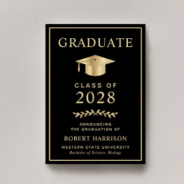 Elegant College Black Gold Afstuderen Aankondiging