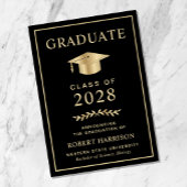 Elegant College Black Gold Afstuderen Aankondiging