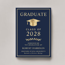 Elegant College Blue Gold Afstuderen