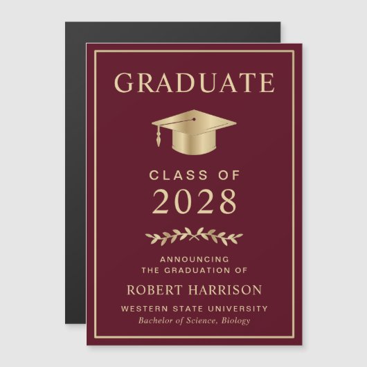 Elegant College Bourgogne Goud Afstuderen (Voorkant / Achterkant)
