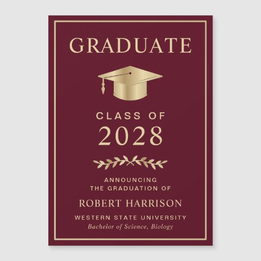 Elegant College Bourgogne Goud Afstuderen (Voorkant)