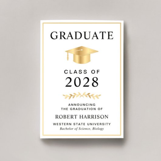 Elegant College Gold Afstuderen Aankondiging