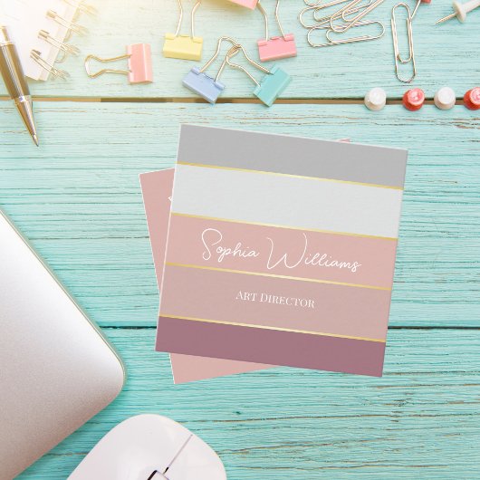 Elegant Color Stripes Personalized Business Card Vierkante Visitekaartje