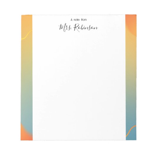 Elegant Colored Frame Teacher Notepad Notitieblok (Voorkant)