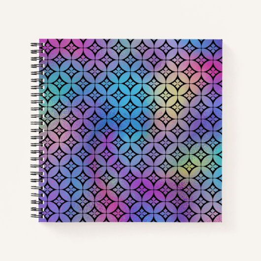 Elegant Colorful Abstract Floral Circles Patroon Notitieboek (Voorkant)