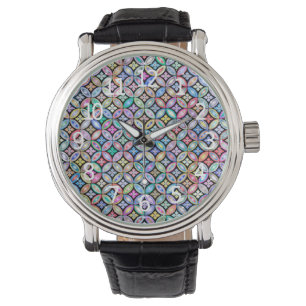 Elegant Colorful Abstract Glas in lood Patroon Horloge