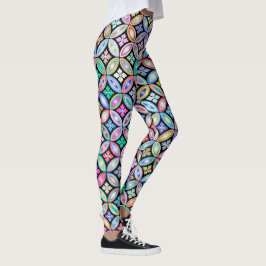 Elegant Colorful Abstract Glas in lood Patroon Leggings