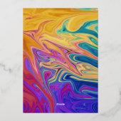 Elegant Colorful Abstract Painting Gold Wedding Folie Uitnodiging (Achterkant)