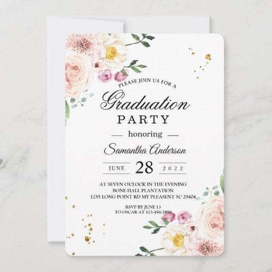 Elegant Colorful Beauty Flowers & Gold Drups Kaart (Voorkant)