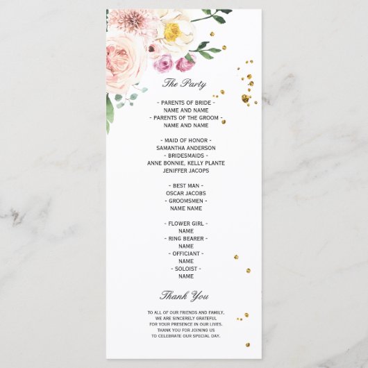 Elegant Colorful Beauty Flowers * Gouddruppels Menu (Achterkant)