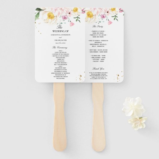 Elegant Colorful Beauty Flowers Handwaaier (Voorkant en achterkant)