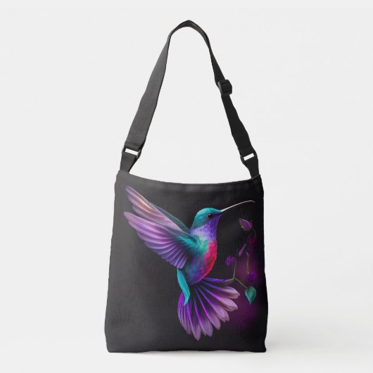 Elegant Colorful Blauwgroen Paars Hummingbird Artw Crossbody Tas (Voorkant)