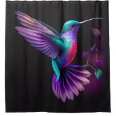 Elegant Colorful Blauwgroen Paars Hummingbird Artw Douchegordijn (Voorkant)