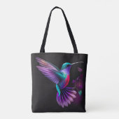 Elegant Colorful Blauwgroen Paars Hummingbird Artw Tote Bag (Achterkant)