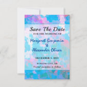Elegant Colorful Blue Pink Waterverf Wedding Save The Date (Voorkant)
