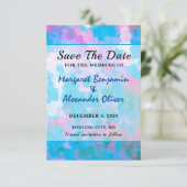 Elegant Colorful Blue Pink Waterverf Wedding Save The Date (Staand voorkant)