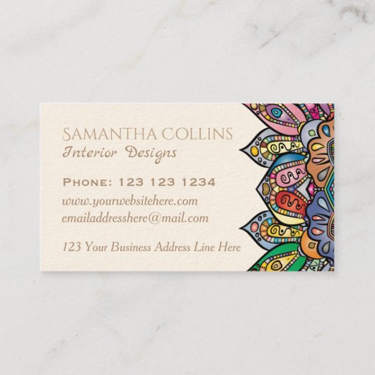 Elegant Colorful Boho Ornamental Visitekaartje (Achterkant)