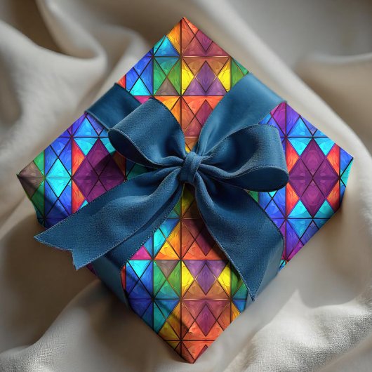 Elegant colorful diamond stained glass  cadeaupapier