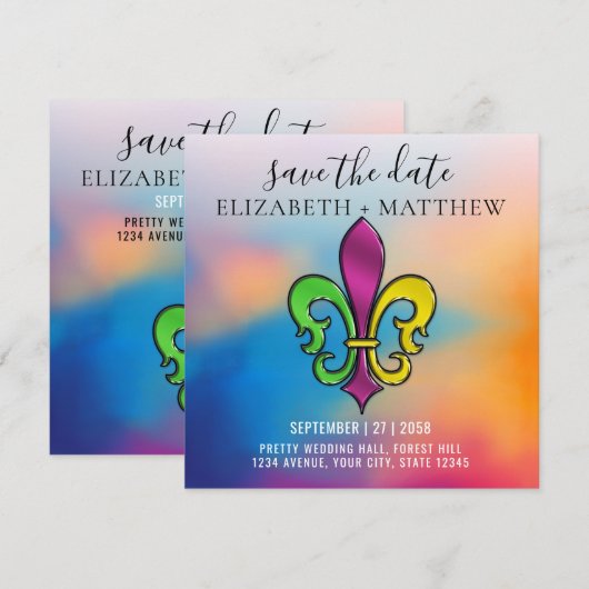 Elegant Colorful Fleur De Lis Design Kaart (Voorkant / Achterkant)