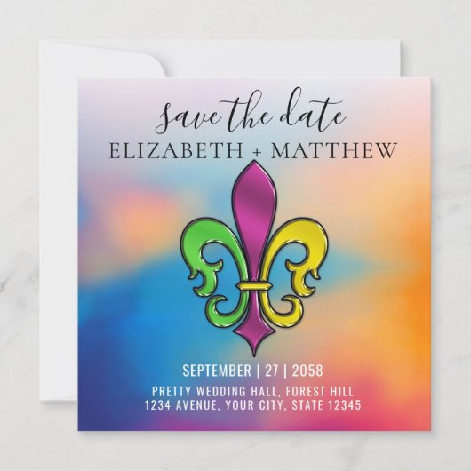Elegant Colorful Fleur De Lis Design Kaart (Voorkant)